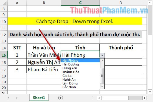 tạo list trong excel-1