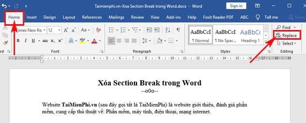 xóa section trong word-1